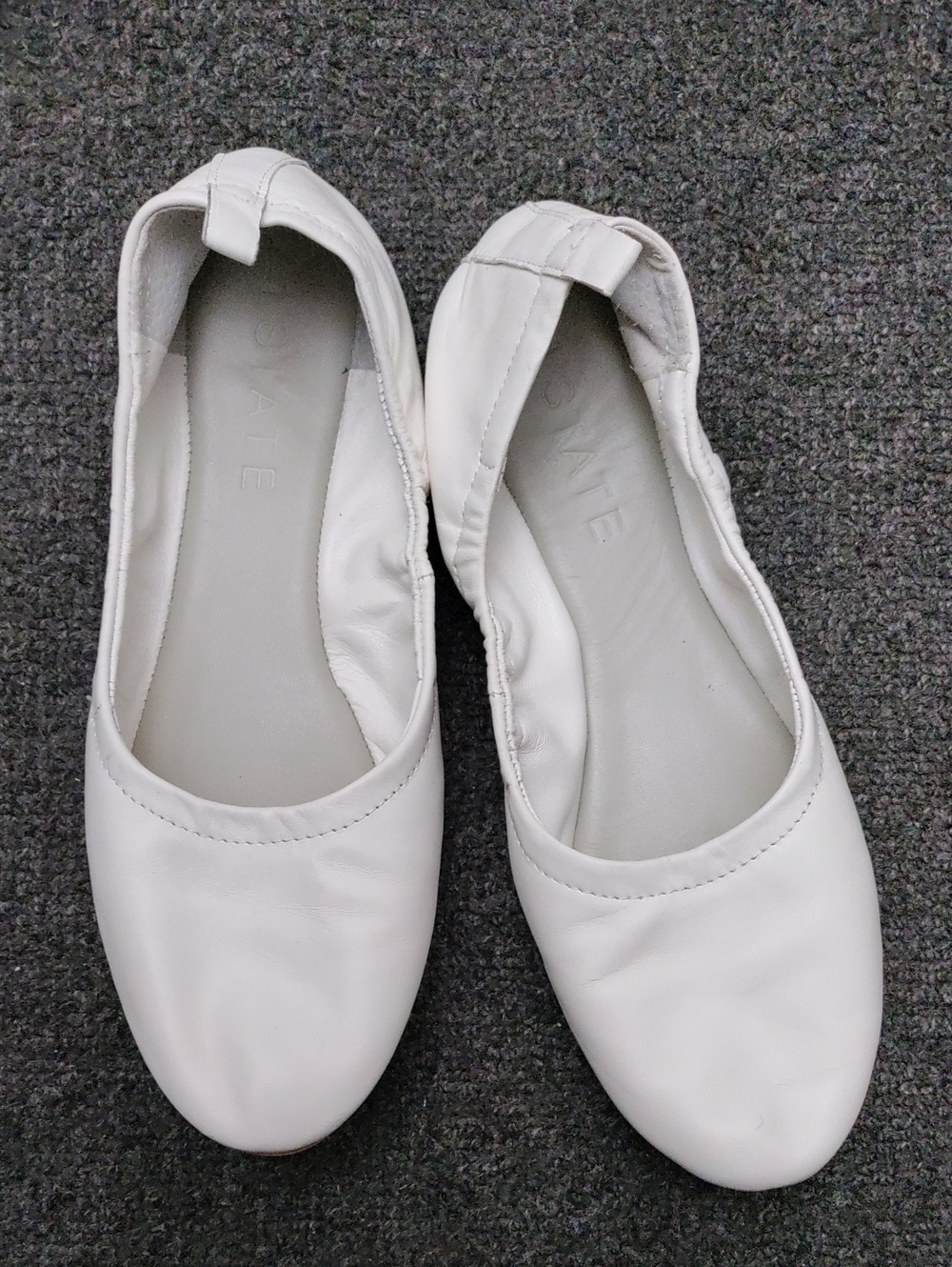 1. State White Leather Ballet Flats with Maroon Insoles